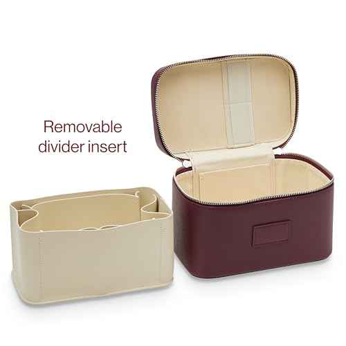 ETOILE - Mini Vanity Case Burgundy - Stylish Travel Makeup Bag Organizer With Removable Dividers