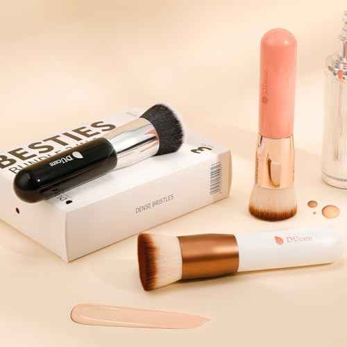 Foundation Brush 3pcs DUcare Flat Top Kabuki Brush Synthetic Professional Makeup Brushes Liquid Blending Mineral Powder Buffing Stippling