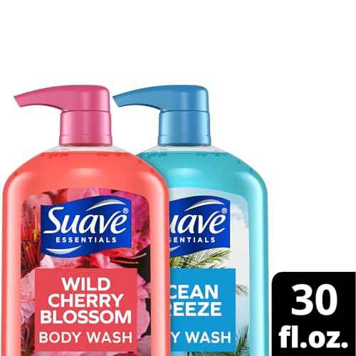 Suave Body Wash Variety Bundle ? Ocean Breeze 2-Pack & Wild Cherry Blossom, Gentle & Moisturizing Body Washes with Vitamin E, 30 Oz Ea (3 Piece Set)