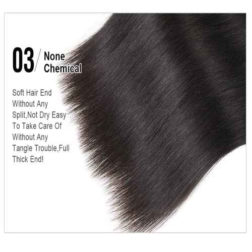 YISEA 12A Straight Hair Bundles Brazilian Virgin Human Hair Bundles Straight (16 18 20 22, Straight 4 Bundles) 100% Unprocessed Virgin Hair Bundles Straight Raw Hair Human Bundles