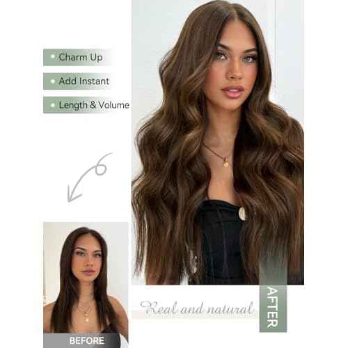 Clip in Hair Extensions Real Human Hair, Silky Straight Real Remy Human Hair Extensions Clip ins, Light Brown Clip in Extensions for Women, 14inch 120g 7Pcs, 4# Chocolate Brown