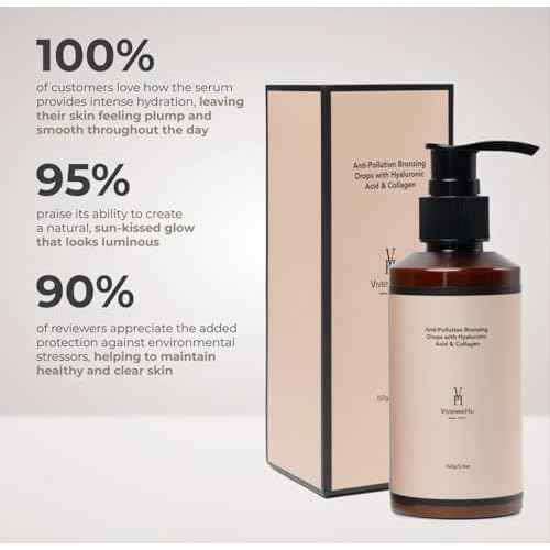 VivienneHu Bronzing Drops, 150g/5.3oz, with Hyaluronic Acid & Collagen, Vegan & Cruelty-Free, Liquid Bronzer, Creates A Sun-Kissed Glow, Pure Gold, Clean Clinical Skincare, Dermatologist-Tested