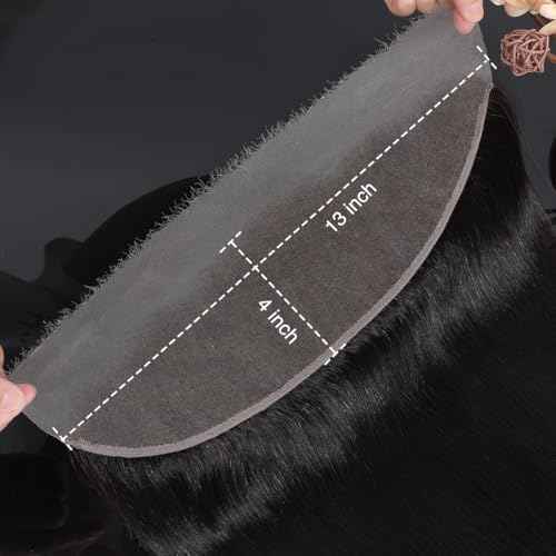 13x4 SKINLIKE Real HD Lace Frontal Only Human Hair 13x4 Body Wave Frontal Closure 0.10mm Ultra Thin Invisible Lace Pre-plucked Melted Hairline Natural Black 18 Inch