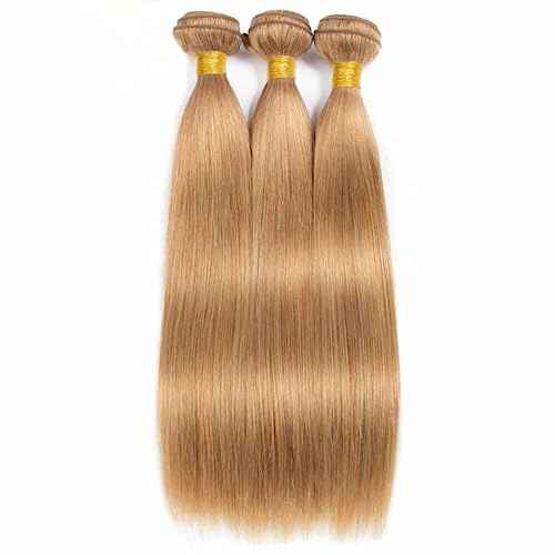 Honey Blonde Bundles Color 27 Straight Human Hair Bundles Blonde Human Hair Brazilian Remy Mixed Length Double Weft Straight Hair 28 30 32 inch