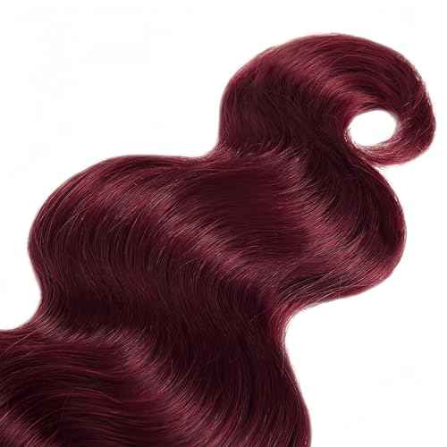 99J Burgundy Body Wave Human Hair Bundles 18 20 22 Inch 3 Bundles Brazilian Virgin Remy Hair Extensions Weave Soft Bouncy Curly Sew In for Black Women