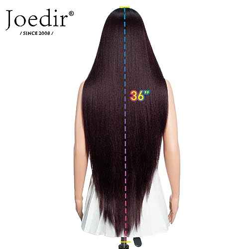 Joedir 36¡± Super Long Straight Wig Light Yaki Synthetic Wigs Lace Front Wigs for Women NTHL1B/99J/118