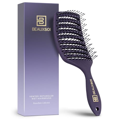 Vented Detangling Brush for Wet or Dry, Thick, Coily, and Curly Hair | Curved Vent Brush for Blow Drying