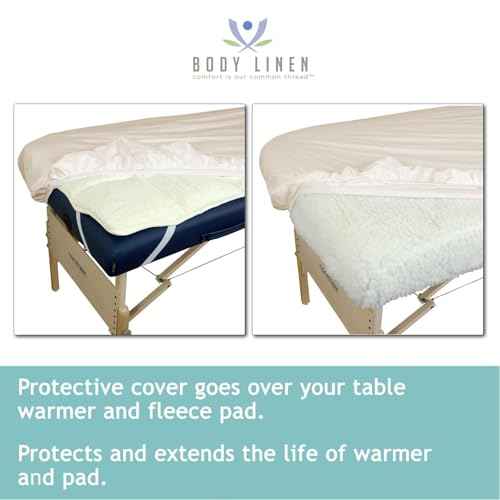 Body Linen Massage Table Cover - Reusable Barrier with Wipe Clean Surface. Waterproof PUL Material, Machine Washable. Protects Massage Table, Warmer and Pad - 1 Pack - Natural