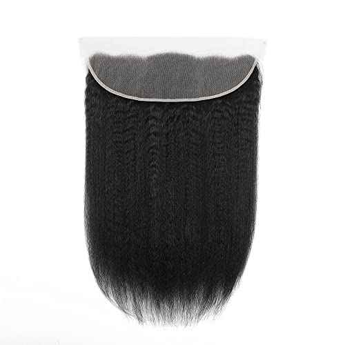 Kinky Straight 13x4 Ear To Ear HD Lace Frontal Closure 20 Inch 12A Brazilian Kinky Straight Human Hair Transparent Frontal Closure 150% Density Natural Hairline Pre Plucked