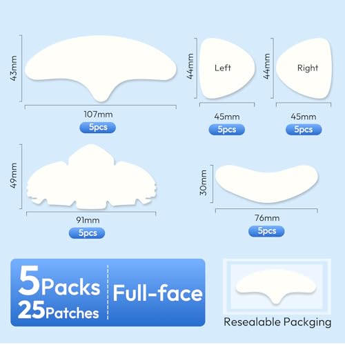 Full Face Pimple Patches(5 Pack),Big Hydrocolloid Acne Patches,Skin Care Zit Patches for Whole Face,Nose, Chin, Forehead & Cheeks w/Tea Tree Oil, Salicylic Acid & Cica Oil£¨5 Pack,25 Patches£©