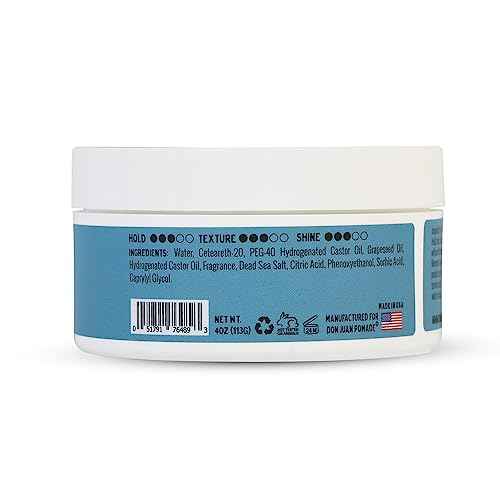 Don Juan Sea Salt Pomade | Water Based | Medium Hold | Medium Shine | Natural Plant Extracts and Ocean Minerals | Surf Wax Scent, 4 oz Pack of 3