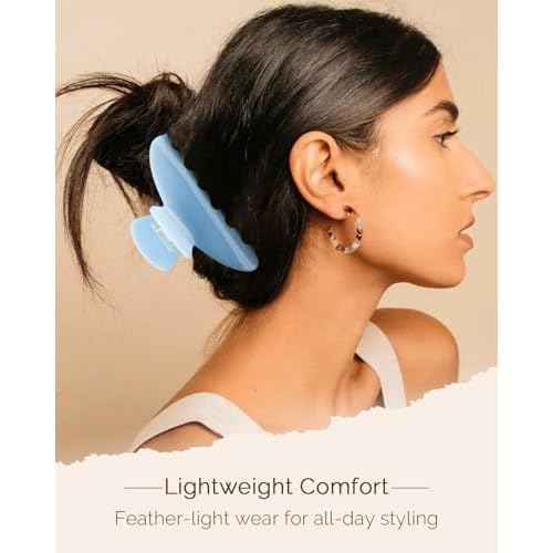 MAORULU Cute Claw Clip for Women ? 4'' Large Acetate Hair Clips for Thick Thin Curly Long Hair, Durable Hair Clamps Non-slip Jaw Clip, Strong Hold, Stylish French Design (Baby Blue)