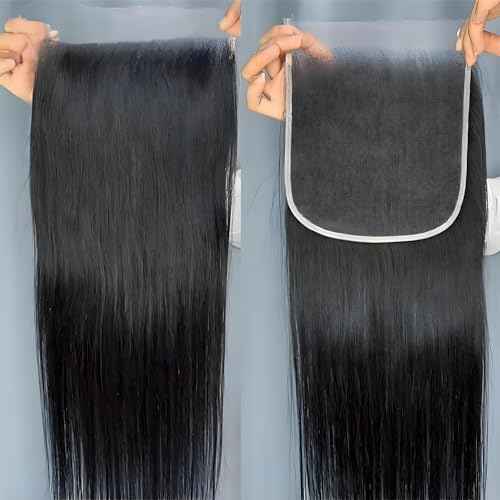 VibeFusion 13x4 HD Transparent Lace Front Human Hair Straight Wig 200% Density Glueless Pre-Plucked Pre-Cut 18 Inch Women's Wig
