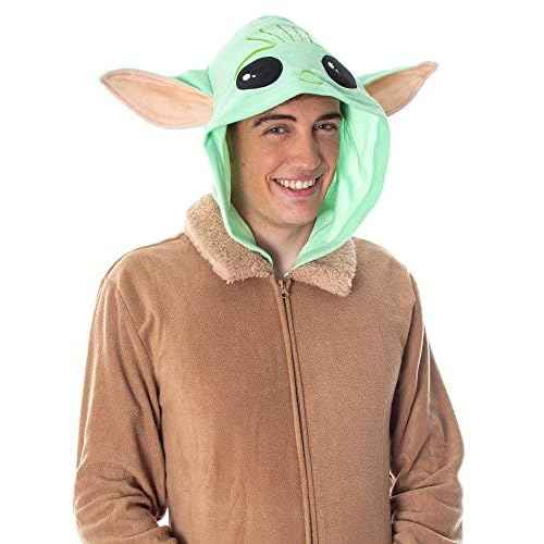 Star Wars Adult Unisex Baby Yoda The Child Costume One-Piece Union Suit Pajama Onesie For Men And Women