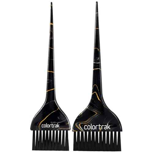 Colortrak Lux 2 Piece Hair Brush Set for Highlighting and Coloring Hair Sections, Includes 1 2.5 Inch Wide Celestial Glow Soft Bristles and 3 Inch Wide Meteor Shower Stiff Bristle Brush