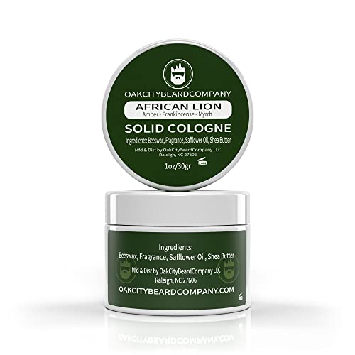 Oak City Beard Company - African Lion - Solid Cologne - 1 Ounce - Amber - Frankincense - Myrrh - Patchouli - Exotic