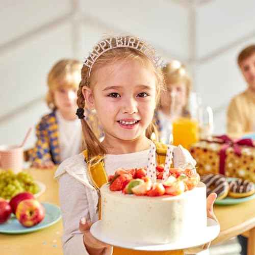 inSowni 8 Pack Sparkling Rhinestone Rose Gold Metal Happy Birthday Headbands Hair Crowns Tiaras Bands Hoops Birthday Party Hair Accessories for Toddlers Girls Kids Teens Women