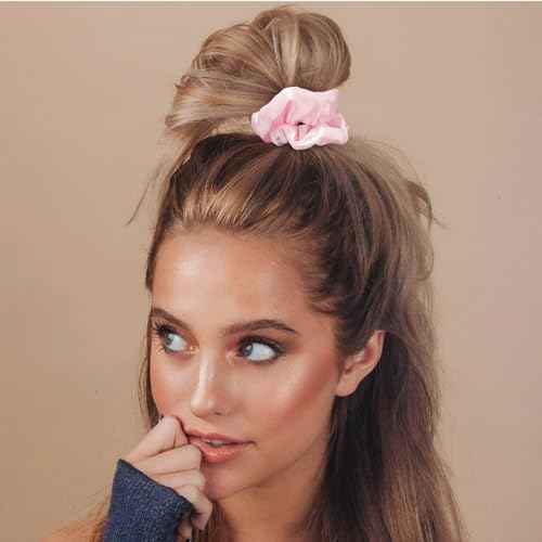 Pink Silk Hair Scrunchies for Women Girls 12Pcs Bulk for Thick Hair No Damage Hair Ties Accessories