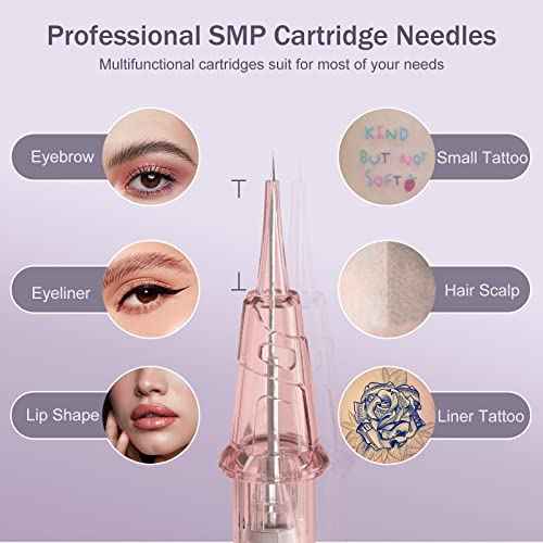 EZ Tattoo Cartridge Needles - 20Pcs #10 (1RL) Permanent Makeup SMP Bugpin Round Liner 0.3MM Microblading Hair Scalp for Pink Tattoo Supplies - PINKI 1001RL