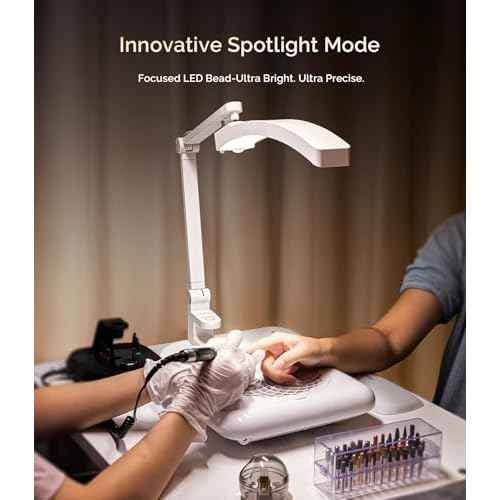 MelodySusie LED Manicure Table Lamp for Nail Techs, S-Pro29G Professional Nail Desk Light with Magnetic UV Curing Lamp, Adjustable Arm, Dimmable Brightness & 3 Color Temps for Gel Nails & Nail Art