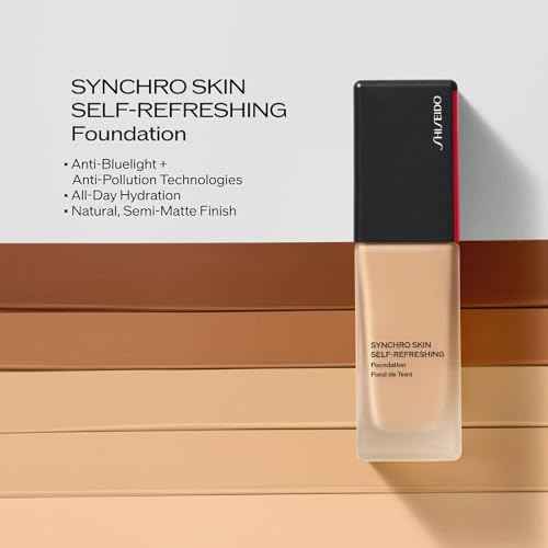 Shiseido Synchro Skin Self-Refreshing Foundation SPF 30 - Medium, Buildable Coverage + 24-Hour Wear - Waterproof & Transfer Resistant - Non-Comedogenic