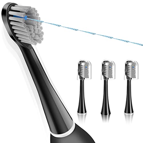 Flossing Toothbrush Head Replacement, 3 Count, Compatible with Water-pik Sonic Fusion / 2.0 SF-01, SF-02, SF03 & SF-04 (Black, Full Size(3Packs))