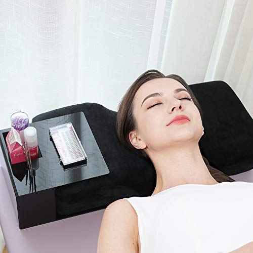 Professional Eyelash Extension Memory Foam Pillow With Acrylic Shelf Organizer Stand, Lash Extension Grafting Pillow Makeup Tool Display Cabinet Shelves with Velvet Pillowcase