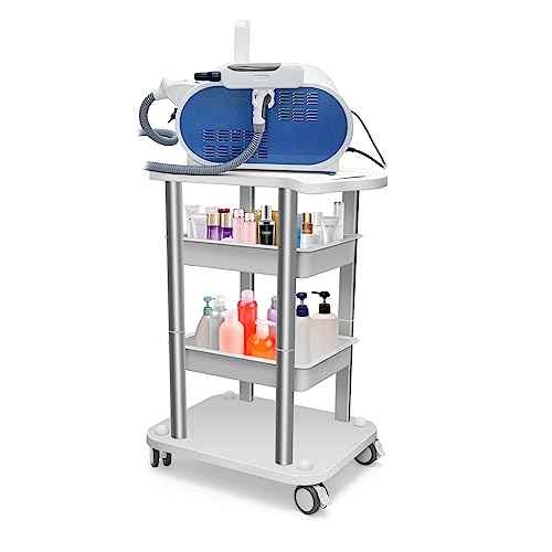 Facial Trolley Beauty Salon Cart 4 Layers Tray Sliver Colour Al Frame with White ABS Wheels Elitzia ETTRO5S