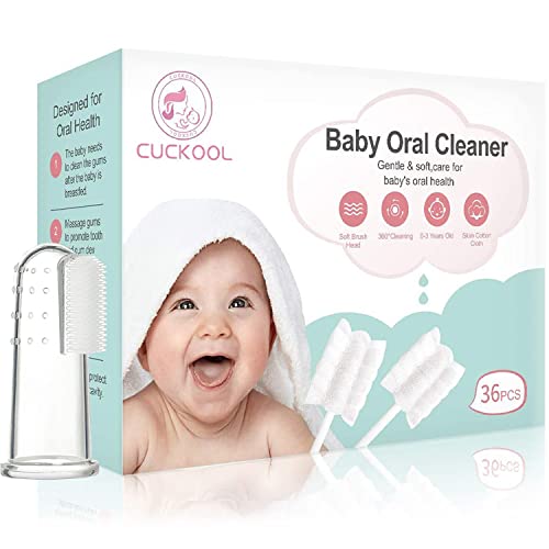 Baby Toothbrush, Infant Toothbrush Clean Baby Gums Disposable Tongue Cleaner Gauze Toothbrush Infant Oral Cleaning Stick Dental Care for 0-36 Month Baby