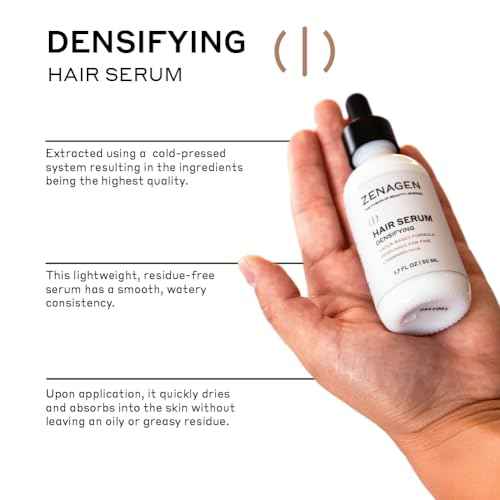 ZENAGEN Densifying Hair Serum for Fine + Thinning Hair | Boosts Hair Density, Strengthens & Nourishes Hair Follicles, Non-Greasy Water-Based Formula, Plant-Based, Vegan, All Hair Types