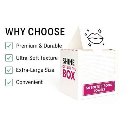 XL Disposable Face Towels ? 50 Count Ultra-Soft 100% Viscose Lint-Free Dry Wipes for Makeup Removal & Skincare, Hygienic Facial Towelettes for Sensitive Skin, Travel & Daily Use