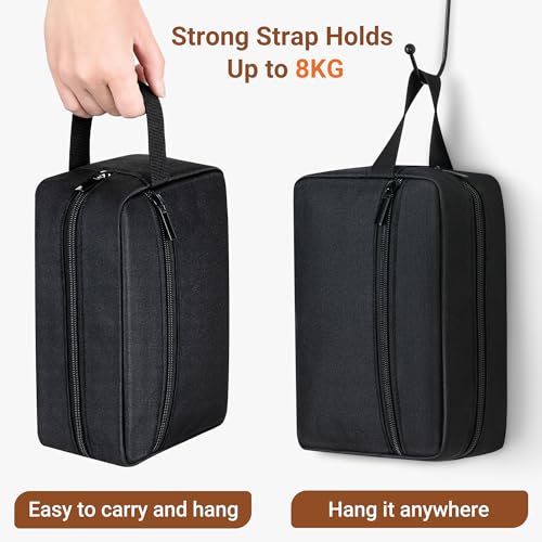 Elviros Travel Toiletry Bag for Women and Men,Lightweight Makeup Bag Hanging Dopp Kit with Shaving Compartment Cosmetic Organizer Small Tool Bag Travel Essentials,Gifts for Men(Black)