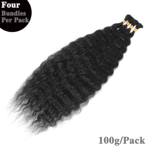 Super Wave Bulk Human Hair For Braiding 100% Unprocessed Brazilian Virgin Human Hair Extensions Bundles for Braiding Micro Human Braiding Hair(24inch, Natural Black)