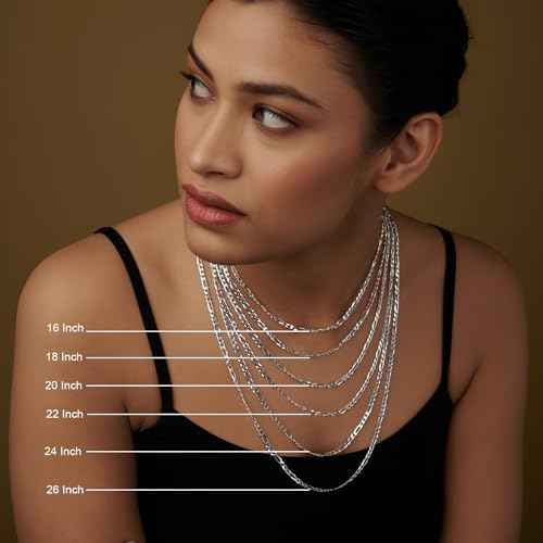 LeCalla Italian 925 Sterling Silver, 18K Gold Plated & Rhodium Plated 3.5MM Solid Diamond-Cut Figaro Link Chain Necklace for Women Men (16, 18, 20, 22, 24, 26 Inches), Made in Italy