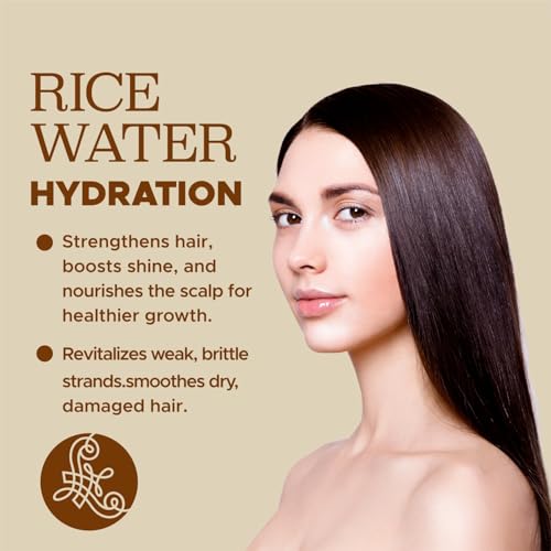 Luseta Rice Water Shampoo Strengthening & Nourishing Revitalizes Shine for All Hair Types Hydrating & Frizz Control for Women and Men 16.9oz