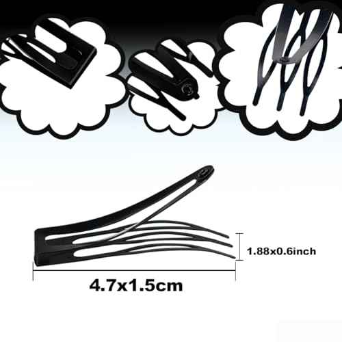 ELANE 20 Pcs Metal Snap Hair Clips for Women, Double Grip Barrettes for Thick Fine Hair, Small Black Clips for Girls