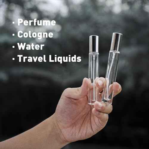 Travel Perfume Bottle Refillable, 16pcs 10ML Mini Glass Perfume Containers with Funnel and Label, Empty Portable Leak-proof Fragrance Bottles Spray Atomizer Pump Bottle Kit for Toiletries