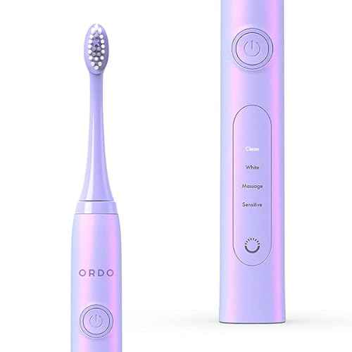 ORDO Sonic+ Electric Toothbrush for Adults, Advanced Tech, 4 Brushing Modes, Fast Rechargeable, Sonic Toothbrushes Over 4 Weeks Battery Life, Silicone Polishing Element, USB Charger, Pearl Violet