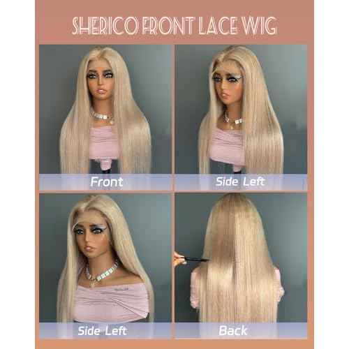 Sherico Ash Blonde Lace Front Wig Human Hair for Black Women,13x6 HD Invisible Frontal Lace Glueless Straight Ash Brown Human Hair Wig 180% Density Pre Plucked with Mini Knots