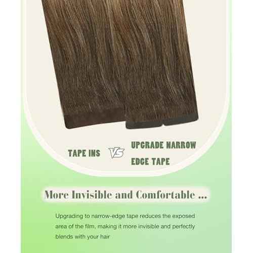 SURNEL Tape in Hair Extensions 16 inch Balayage Darker Brown to Ash Brown mixed Blonde Tape in Hair Extensions Human Hair 20pcs 50g(#3/8/22-16)