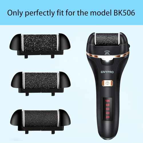 Extra Coarse 3 Refill Rollers for Electric Feet Callus Remover BK-506, Replacement Rollers Heads Foot Care Pedicure Tools 3 Pack- 1 Extra Coarse, 1 Regular Coarse, 1 Gentle Coarse Refill Rollers