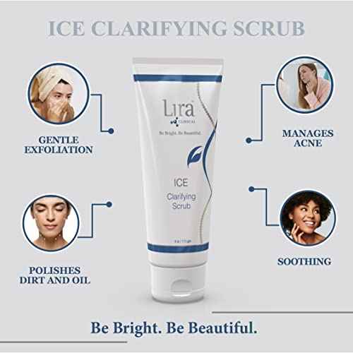 Lira Clinical ICE Clarifying Face Scrub - Soothing & Exfoliating Scrub with Echinacea Plant Stem Cells & Botanical Extracts - Eco-Bead Technology - Anti-acne, Brightening & Cleans Pores - 4 fl oz