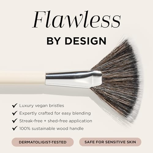 HALEYS Fan Makeup Brush ? Soft Vegan Fluffy Face Brush for Applying Highlighter, Bronzer & Finishing Powder, Precise, Luminous Blending Tool, Cruelty-Free