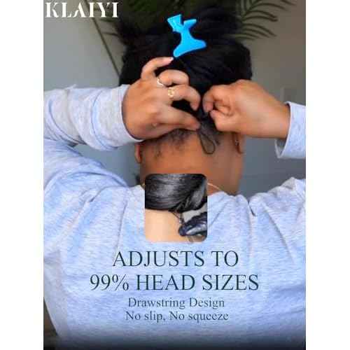 KLAIYI Ombre Brown Layered Bob Wig Human Hair Bye Bye Knots Glueless Wigs Pre Cut 7x5 Lace Front Pre Plucked Bleached Drawstring Ready to Wear and Go Wig with Dark Roots Chestnut Brown Straight 12Inch