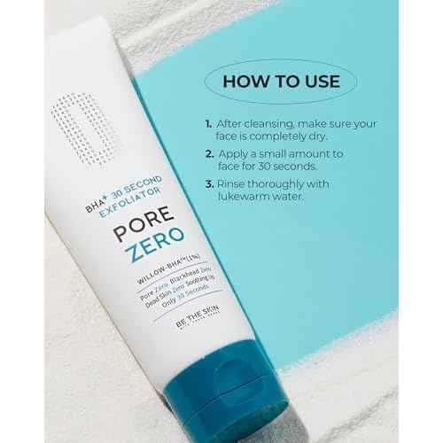 BE THE SKIN BHA+ Pore Zero 30 Second Exfoliator - Pore Erasing Face Peeling Gel with Salicylic Acid, Aloe Vera - Removes Dead Skin & Sebum - Glass Clear Skin, Korean Skincare, 3.38oz.