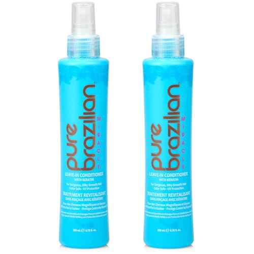 Pure Brazilian Leave-In Conditioner, Nourishing Hair Treatment with Keratin for Strengthening, Pack of 2, 6.78 Ounce (200 Milliliter)