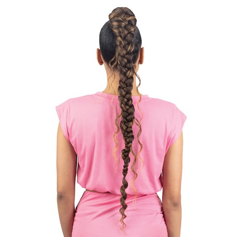 FREE TRESS Shake-N-Go Equal - Boho Jumbo Braid Goddess Ponytail 30" (4 MEDIUM BROWN)