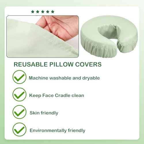 Tatuo 12 Pcs Face Cradle Covers for Massage Head Rest Microfiber Reusable Soft Thicker Massage Table Face Covers Oil Proof Headrest Cradle Sheets for Spa Beauty(Sage)