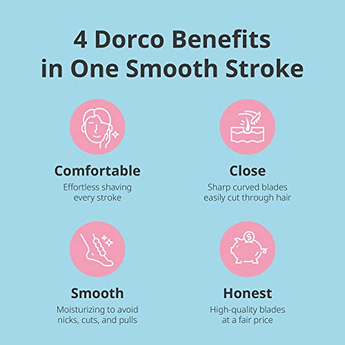 DORCO eve Pack of 6 Razors for Women for Extra Close Shaving, (No Handle, 8 Pcs Razor Blade Refills), Double 3 Curved Blades with Bend-in-the-middle Razor Head, Razors for Shaving