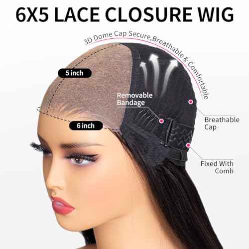 RECOOL Highlight Bob Wig Human Hair Glueless Wigs Plucked Pre Cut 180% Loose Body 6x5 Lace Front Short Bob Wig Human Hair for Black Women-Highlight 1B/2/30 Mixed Color Wigs,14inch